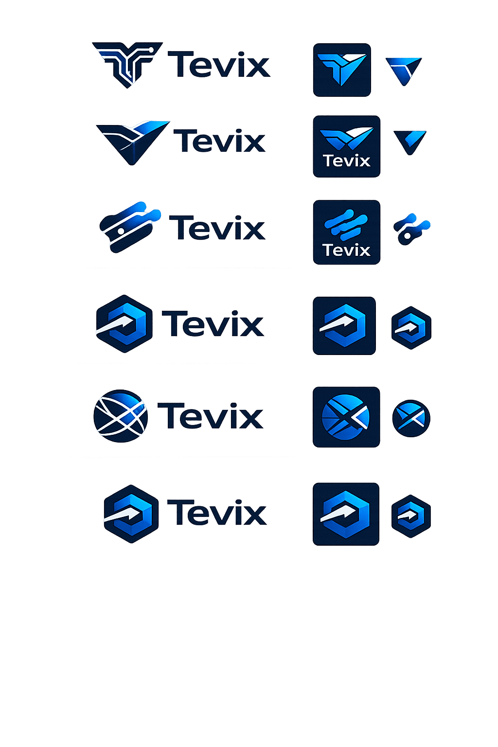 Tevix Logo-Varianten Übersicht